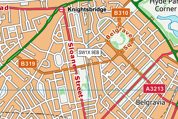 SW1X 9EB map - OS VectorMap District (Ordnance Survey)