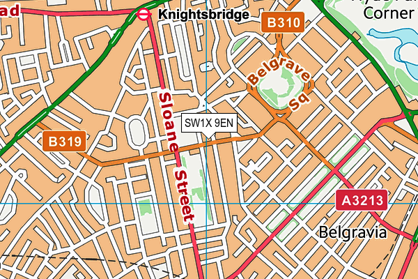 SW1X 9EN map - OS VectorMap District (Ordnance Survey)