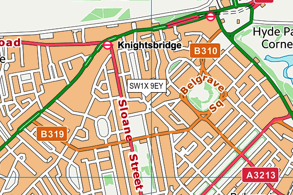 SW1X 9EY map - OS VectorMap District (Ordnance Survey)