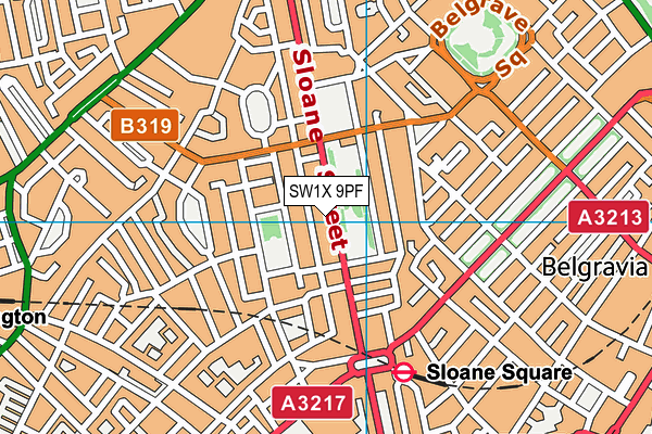 SW1X 9PF map - OS VectorMap District (Ordnance Survey)