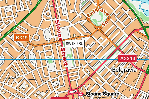 SW1X 9RU map - OS VectorMap District (Ordnance Survey)