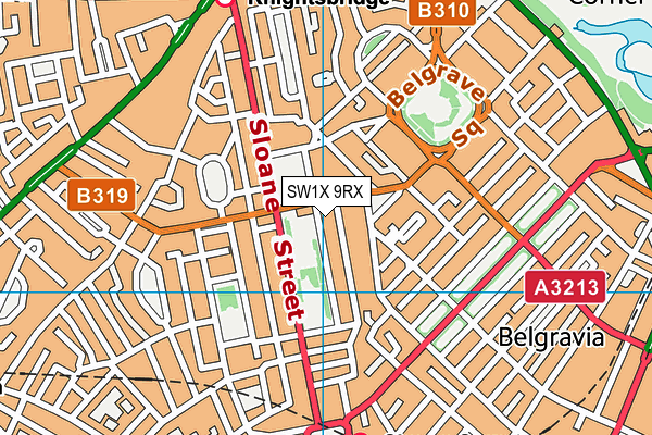 SW1X 9RX map - OS VectorMap District (Ordnance Survey)