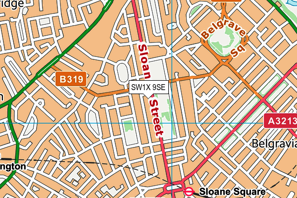 SW1X 9SE map - OS VectorMap District (Ordnance Survey)