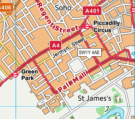 SW1Y 4AE map - OS VectorMap District (Ordnance Survey)