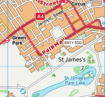 SW1Y 5DG map - OS VectorMap District (Ordnance Survey)