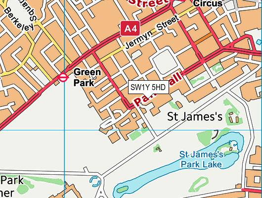 SW1Y 5HD map - OS VectorMap District (Ordnance Survey)