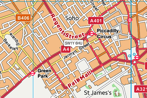 SW1Y 6HU map - OS VectorMap District (Ordnance Survey)