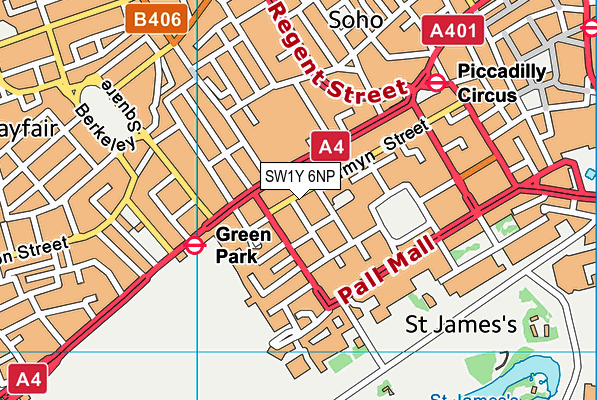SW1Y 6NP map - OS VectorMap District (Ordnance Survey)