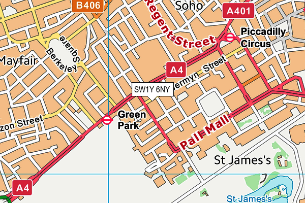 SW1Y 6NY map - OS VectorMap District (Ordnance Survey)
