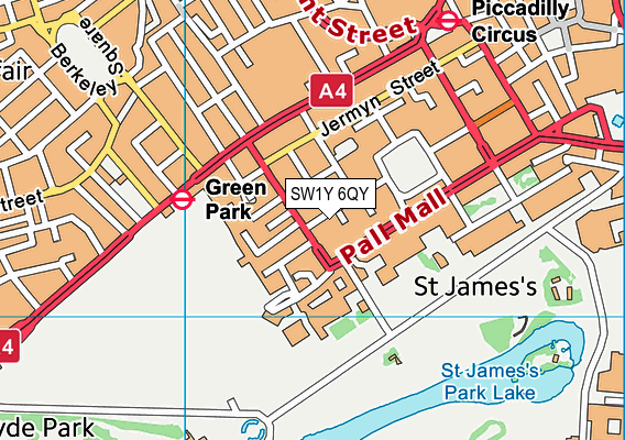 SW1Y 6QY map - OS VectorMap District (Ordnance Survey)