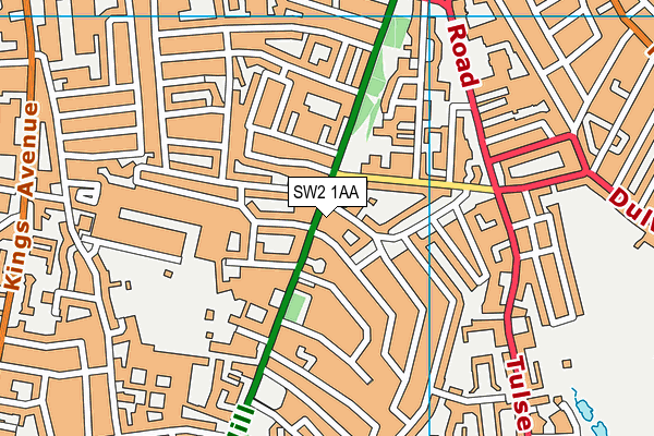 SW2 1AA map - OS VectorMap District (Ordnance Survey)