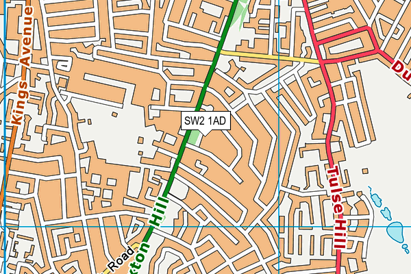 SW2 1AD map - OS VectorMap District (Ordnance Survey)