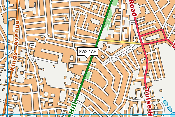 SW2 1AH map - OS VectorMap District (Ordnance Survey)
