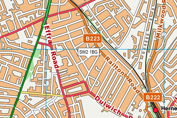 SW2 1BG map - OS VectorMap District (Ordnance Survey)
