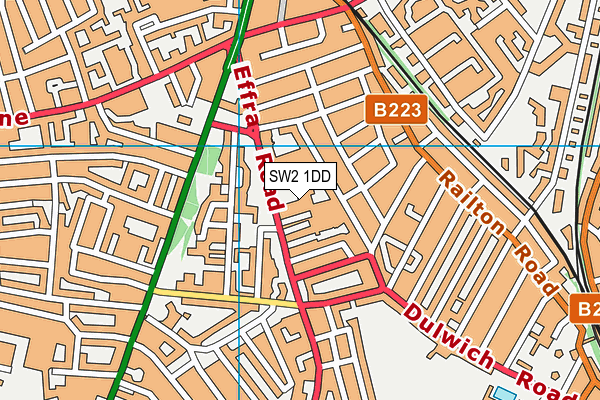 SW2 1DD map - OS VectorMap District (Ordnance Survey)