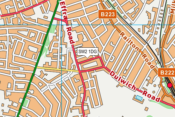 SW2 1DG map - OS VectorMap District (Ordnance Survey)