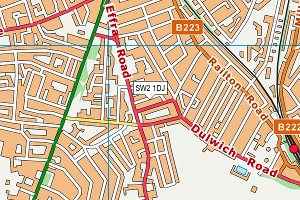 SW2 1DJ map - OS VectorMap District (Ordnance Survey)
