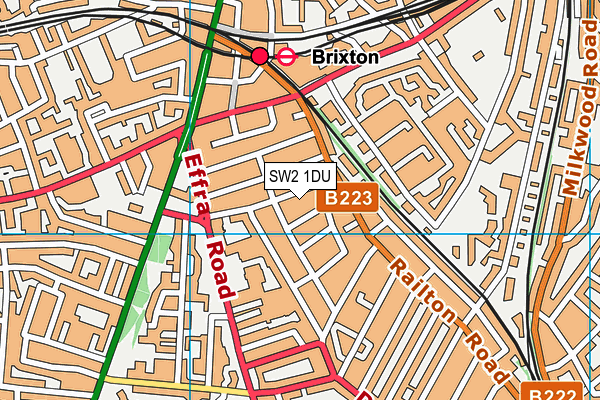 SW2 1DU map - OS VectorMap District (Ordnance Survey)