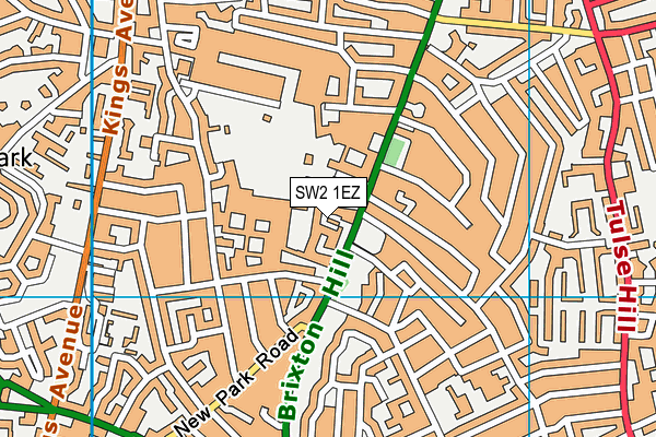 SW2 1EZ map - OS VectorMap District (Ordnance Survey)