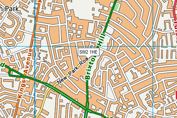 SW2 1HE map - OS VectorMap District (Ordnance Survey)