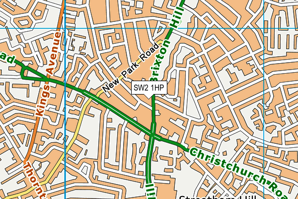 SW2 1HP map - OS VectorMap District (Ordnance Survey)
