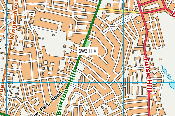 SW2 1HX map - OS VectorMap District (Ordnance Survey)