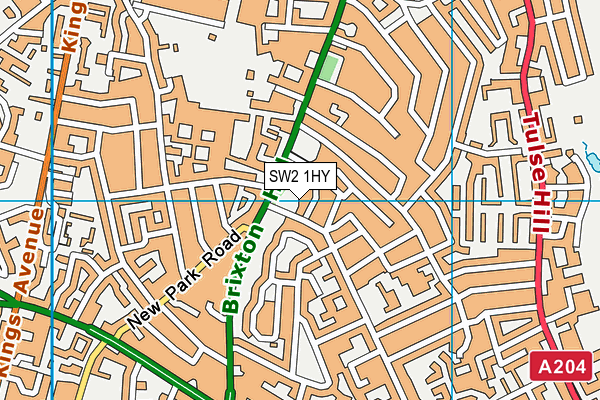 SW2 1HY map - OS VectorMap District (Ordnance Survey)