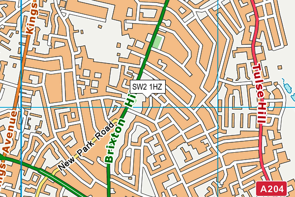 SW2 1HZ map - OS VectorMap District (Ordnance Survey)