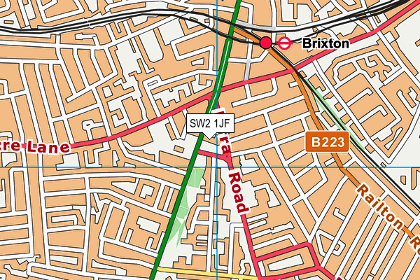 SW2 1JF map - OS VectorMap District (Ordnance Survey)