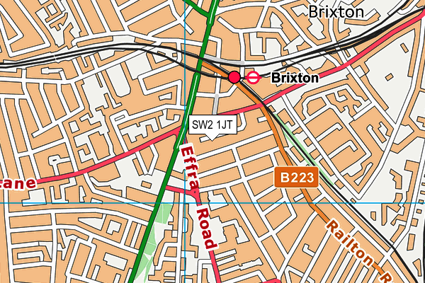 SW2 1JT map - OS VectorMap District (Ordnance Survey)