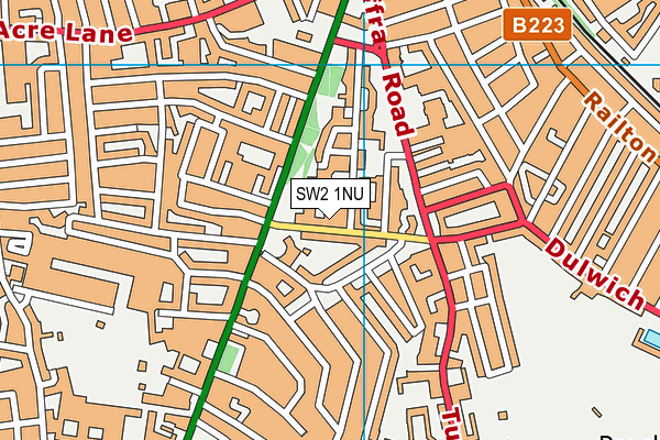 SW2 1NU map - OS VectorMap District (Ordnance Survey)