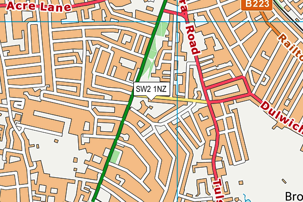 SW2 1NZ map - OS VectorMap District (Ordnance Survey)