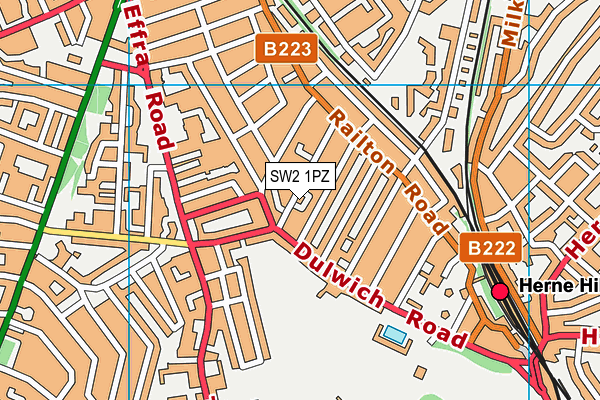 SW2 1PZ map - OS VectorMap District (Ordnance Survey)