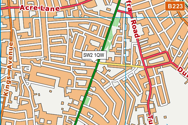 SW2 1QW map - OS VectorMap District (Ordnance Survey)