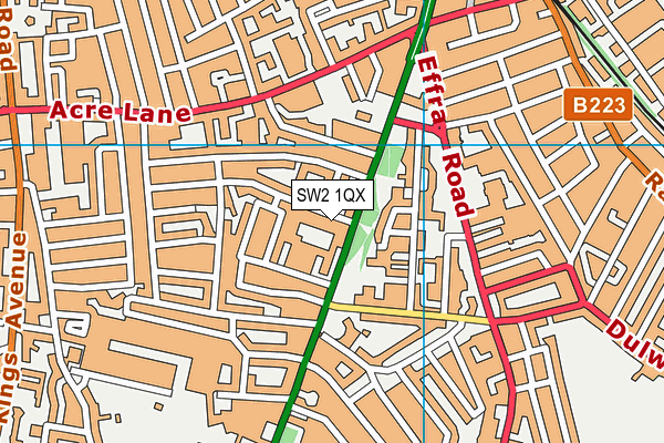 SW2 1QX map - OS VectorMap District (Ordnance Survey)