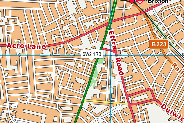 SW2 1RB map - OS VectorMap District (Ordnance Survey)