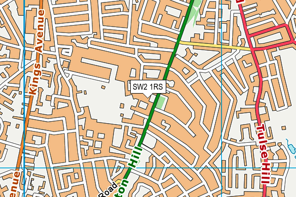 SW2 1RS map - OS VectorMap District (Ordnance Survey)