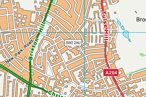 SW2 2AU map - OS VectorMap District (Ordnance Survey)