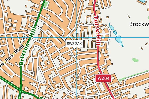 SW2 2AX map - OS VectorMap District (Ordnance Survey)