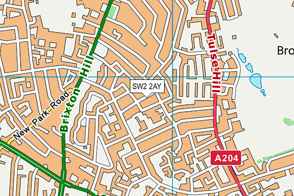 SW2 2AY map - OS VectorMap District (Ordnance Survey)