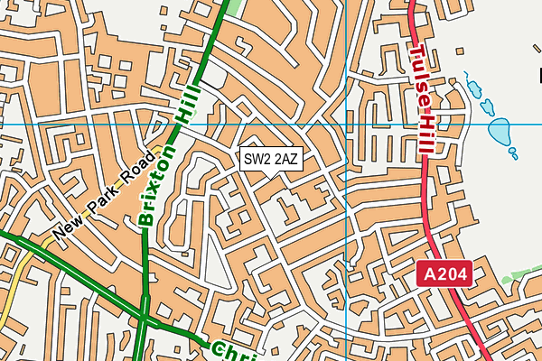 SW2 2AZ map - OS VectorMap District (Ordnance Survey)