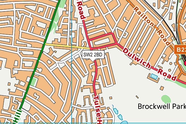 SW2 2BD map - OS VectorMap District (Ordnance Survey)