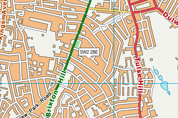 SW2 2BE map - OS VectorMap District (Ordnance Survey)