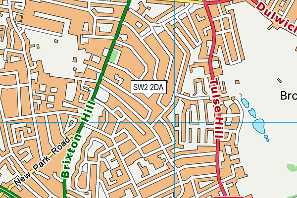 SW2 2DA map - OS VectorMap District (Ordnance Survey)