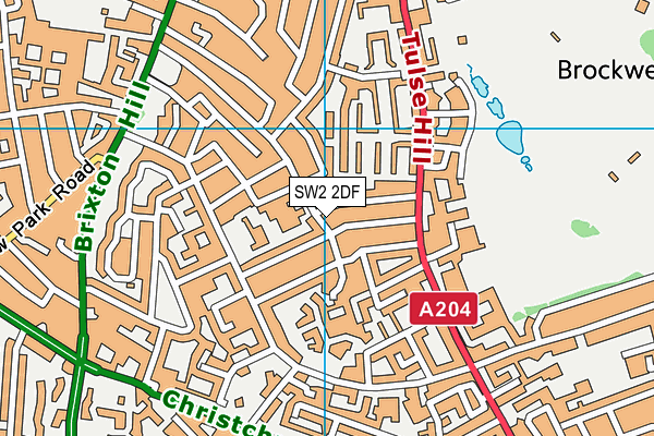 SW2 2DF map - OS VectorMap District (Ordnance Survey)