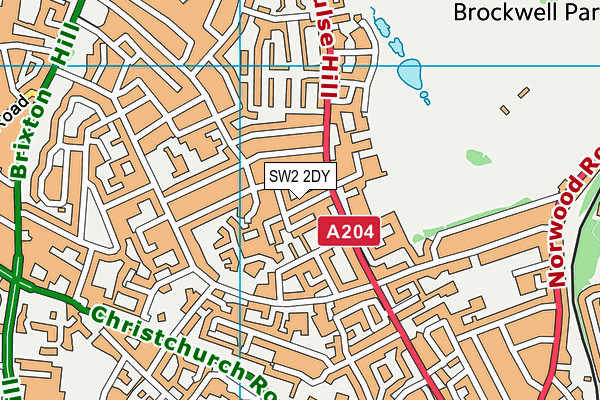 SW2 2DY map - OS VectorMap District (Ordnance Survey)