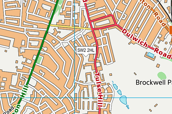 SW2 2HL map - OS VectorMap District (Ordnance Survey)