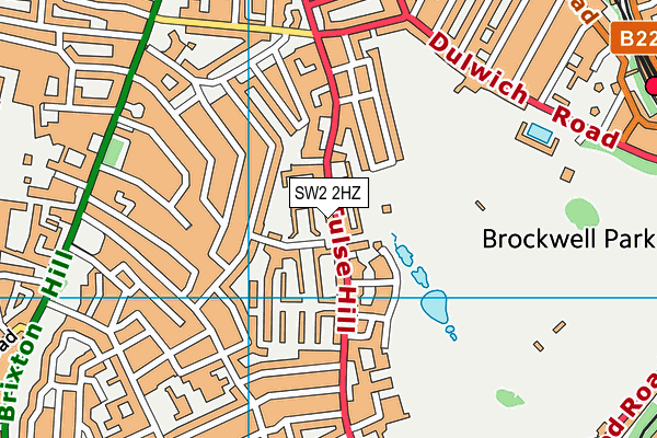 SW2 2HZ map - OS VectorMap District (Ordnance Survey)