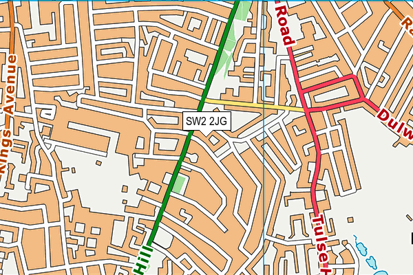 SW2 2JG map - OS VectorMap District (Ordnance Survey)