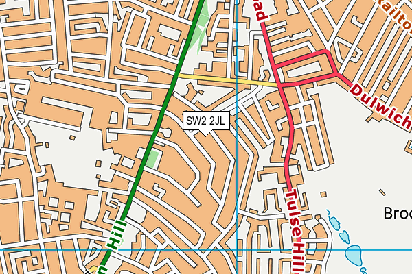 SW2 2JL map - OS VectorMap District (Ordnance Survey)